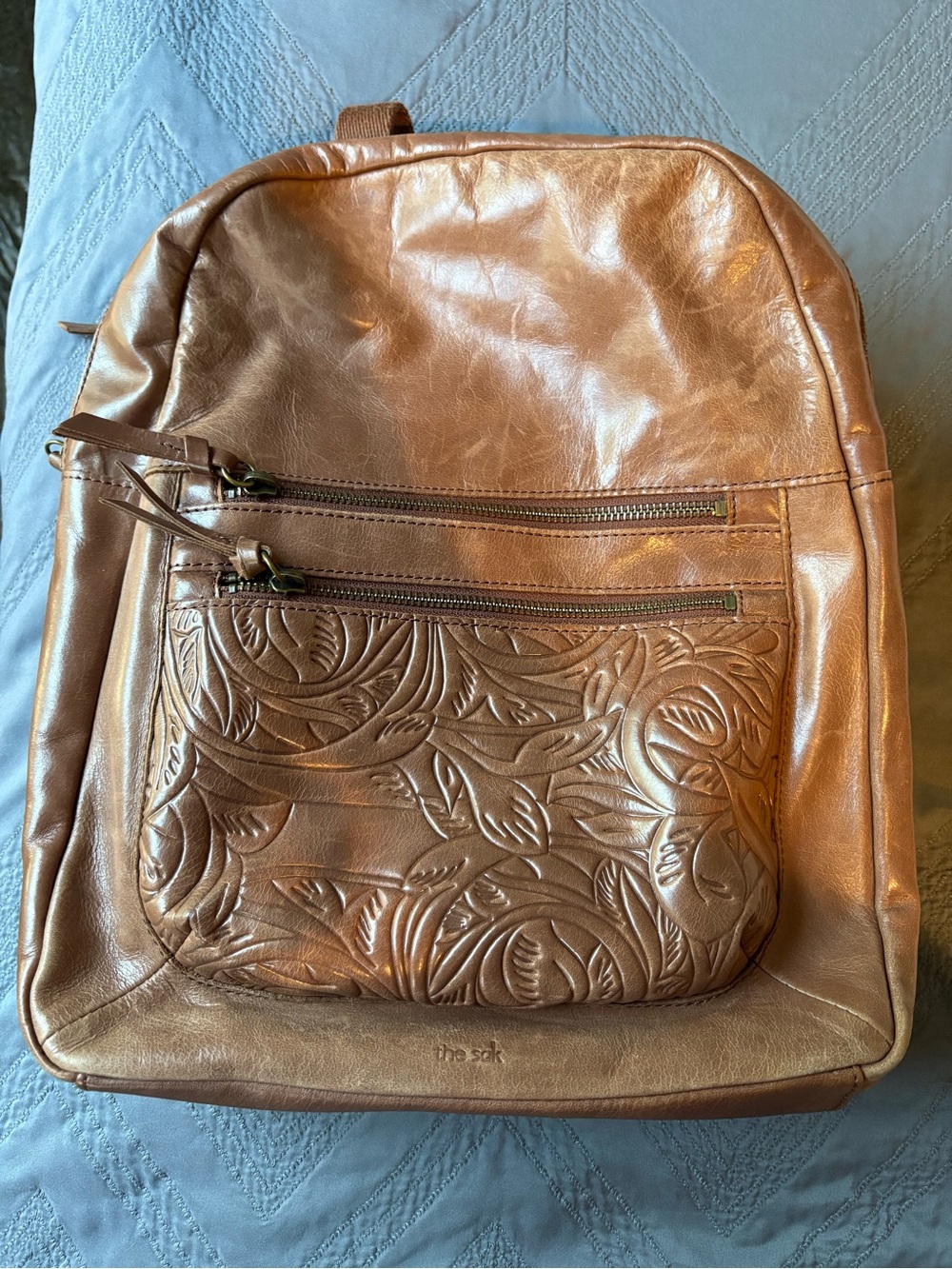 The Sak Embossed Metallic Copper Leather Backpack